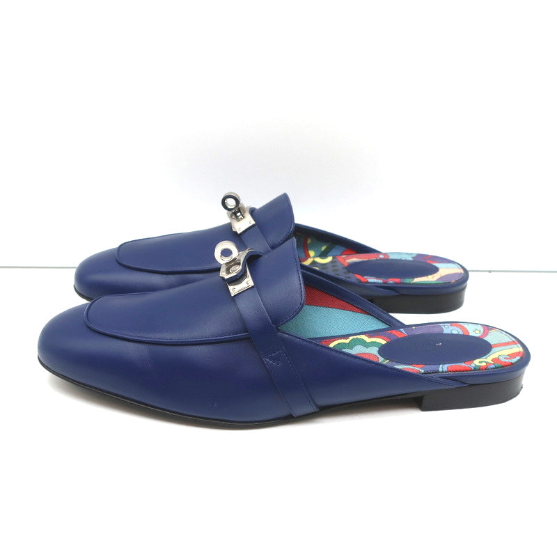 Hermes Oz Kelly Mules Bleu Maritime Leather Palladium Hardware Size 39 product image 6, provided for visual reference and