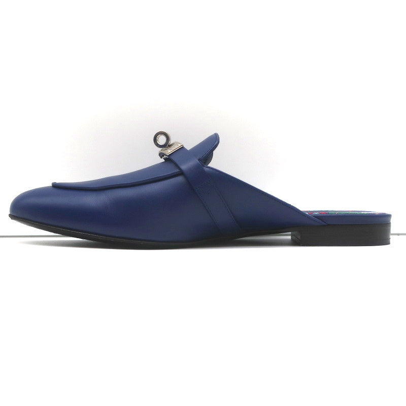 Hermes Oz Kelly Mules Bleu Maritime Leather Palladium Hardware Size 39 product image 7, provided for visual reference and
