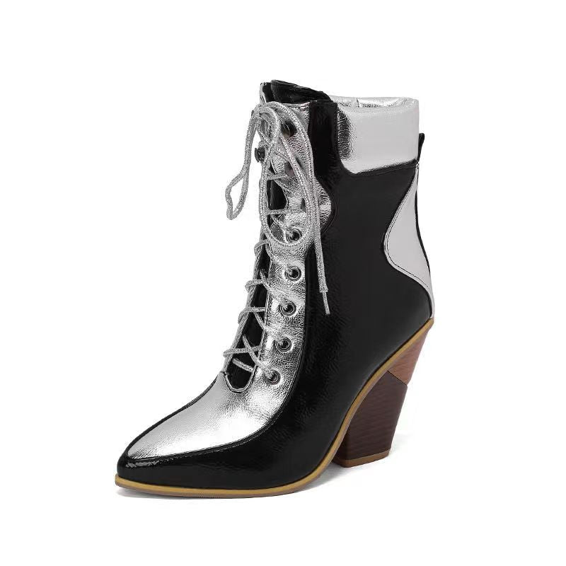 New Fashion Pointed Colored High Heel Short Boots product image 9, provided for visual reference and product detail review