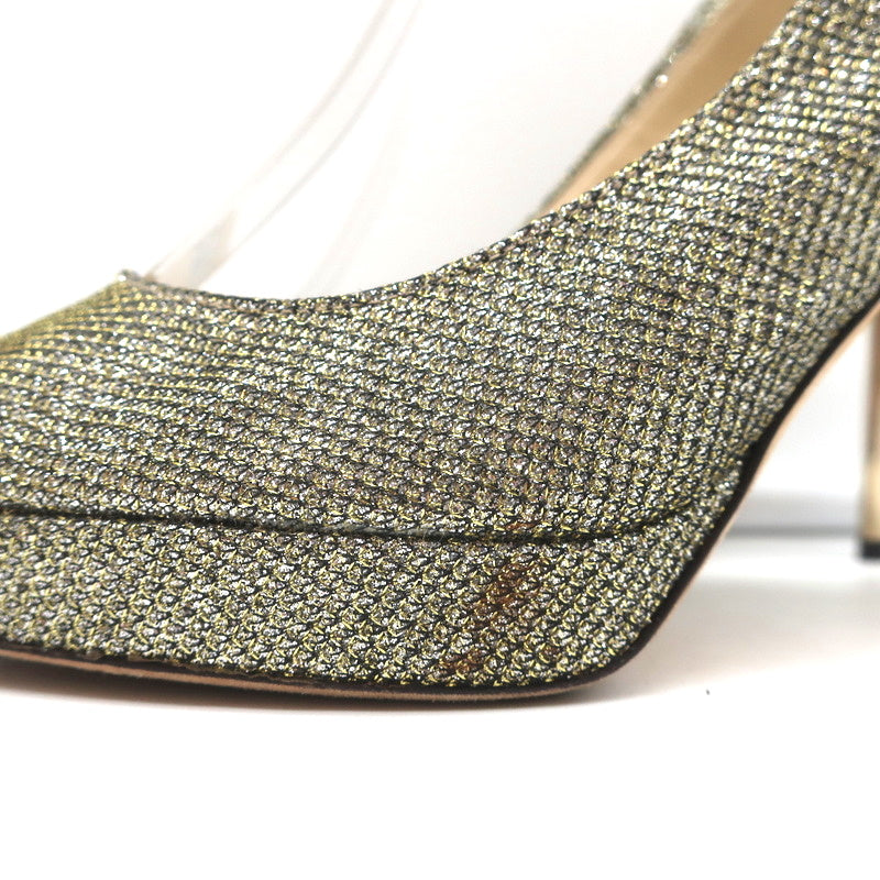 Jimmy Choo Nova Slingback Sandals Gold Glitter Lame Size 36.5 Peep Toe Platform product image 7, provided for visual