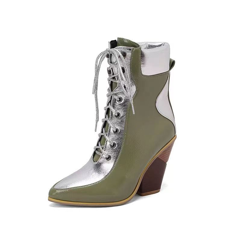 New Fashion Pointed Colored High Heel Short Boots product image 7, provided for visual reference and product detail review