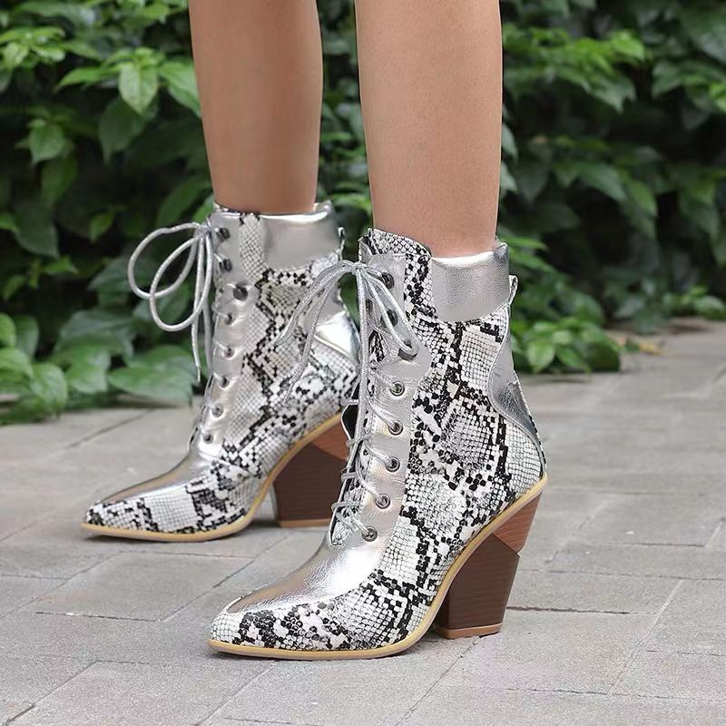 New Fashion Pointed Colored High Heel Short Boots product image 3, provided for visual reference and product detail review