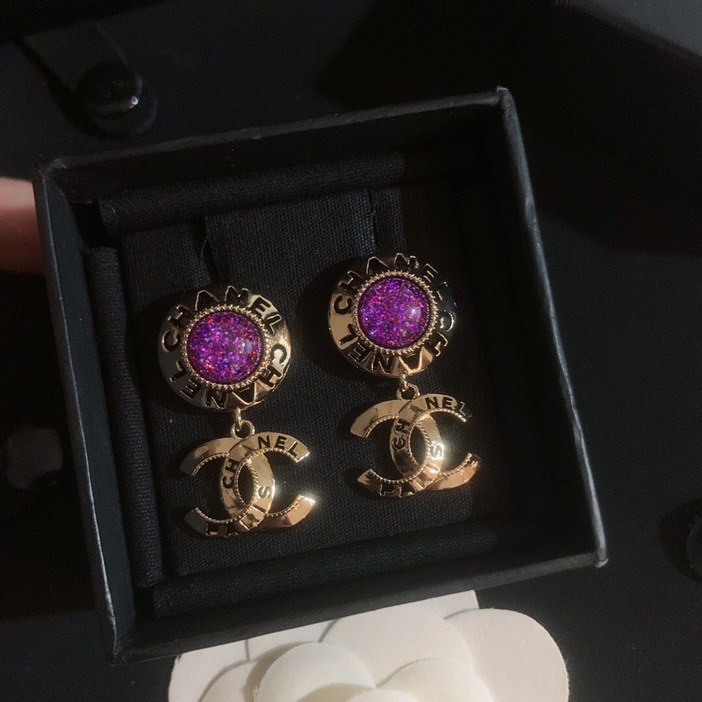 Crystal button round earrings product image 6, provided for visual reference and product detail review