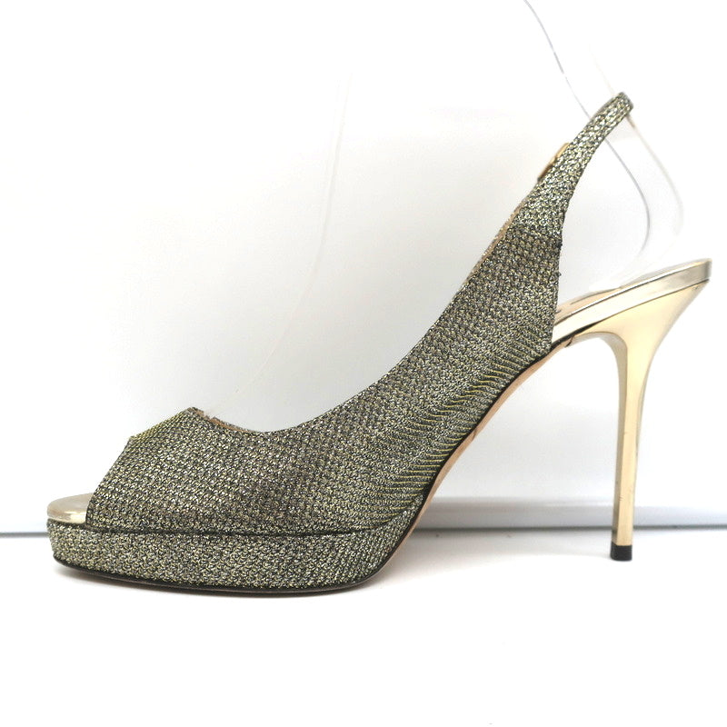 Jimmy Choo Nova Slingback Sandals Gold Glitter Lame Size 36.5 Peep Toe Platform product image 8, provided for visual