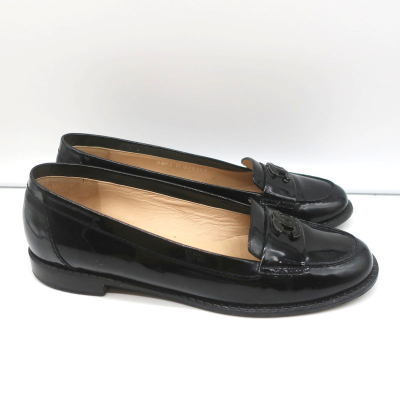 08P CC Loafers Black Patent Leather Size 39.5 Slip-On Flats product image 3, provided for visual reference and product