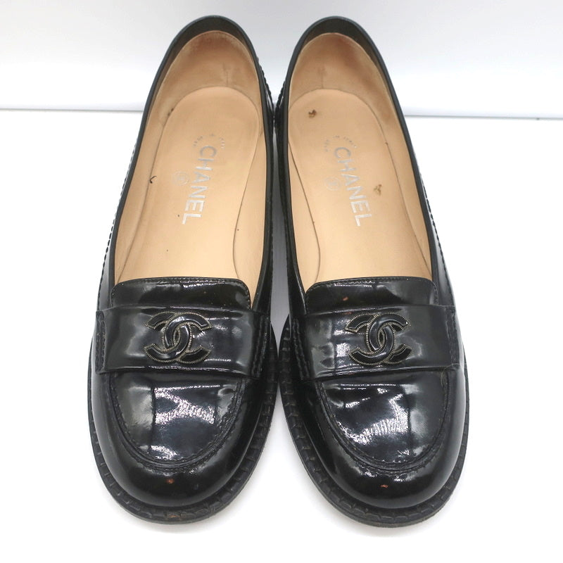 08P CC Loafers Black Patent Leather Size 39.5 Slip-On Flats product image 5, provided for visual reference and product
