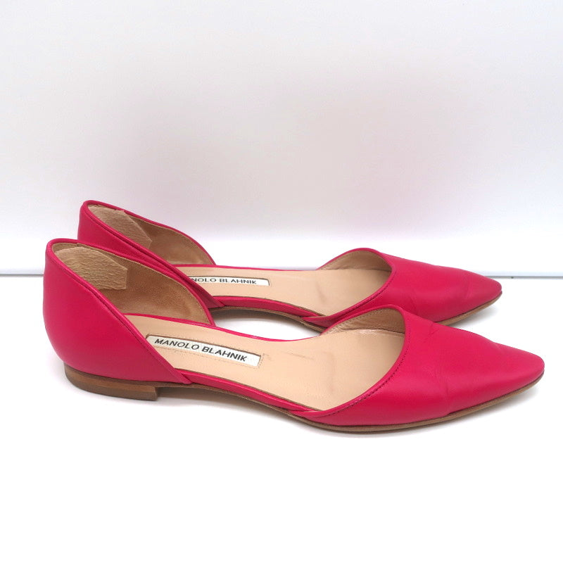 Manolo Blahnik d'Orsay Pointed Toe Flats Soussaba Fuchsia Leather Size 36.5 product image 3, provided for visual reference