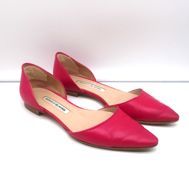 Manolo Blahnik d'Orsay Pointed Toe Flats Soussaba Fuchsia Leather Size 36.5 product image 2, provided for visual reference