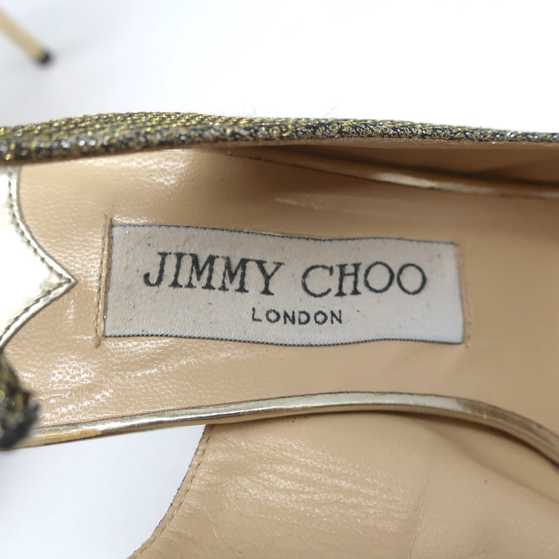 Jimmy Choo Nova Slingback Sandals Gold Glitter Lame Size 36.5 Peep Toe Platform product image 11, provided for visual
