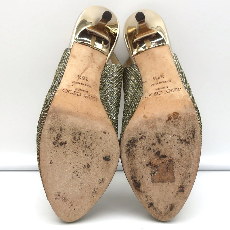 Jimmy Choo Nova Slingback Sandals Gold Glitter Lame Size 36.5 Peep Toe Platform product image 12, provided for visual