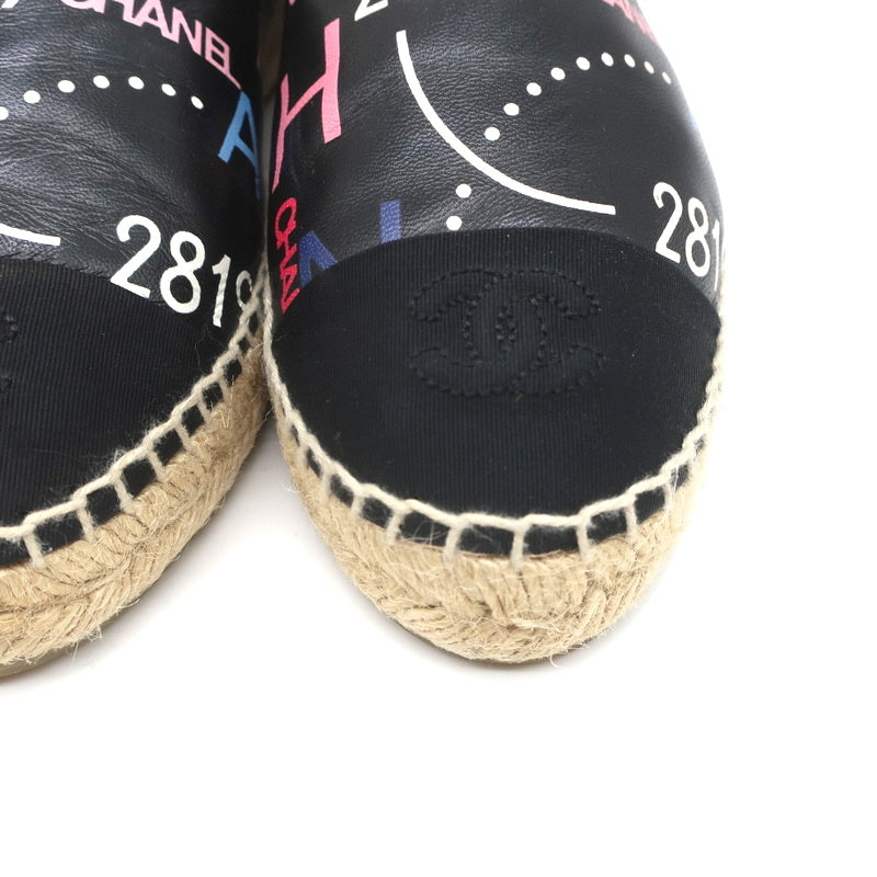 19B CC Cap Toe Espadrille Flats Black/Multicolor Printed Leather Size 37 product image 5, provided for visual reference and