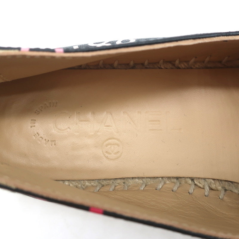 19B CC Cap Toe Espadrille Flats Black/Multicolor Printed Leather Size 37 product image 10, provided for visual reference and