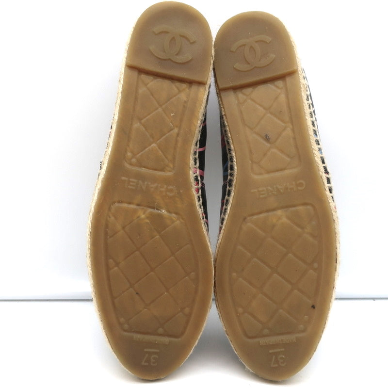 19B CC Cap Toe Espadrille Flats Black/Multicolor Printed Leather Size 37 product image 12, provided for visual reference and