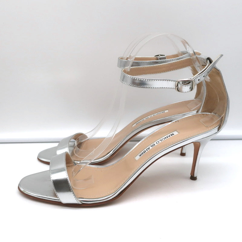 Ankle Strap Sandals Silver Metallic Leather Size 41.5 product image 6, provided for visual reference and product detail