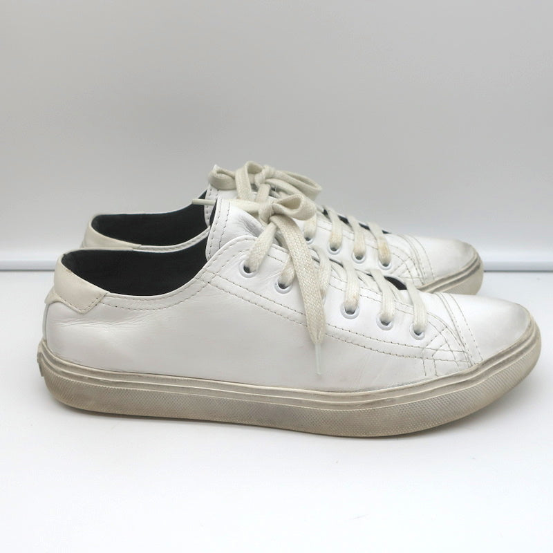 Saint Laurent Cap Toe Low Top Sneakers White Leather Size 40.5 product image 3, provided for visual reference and product