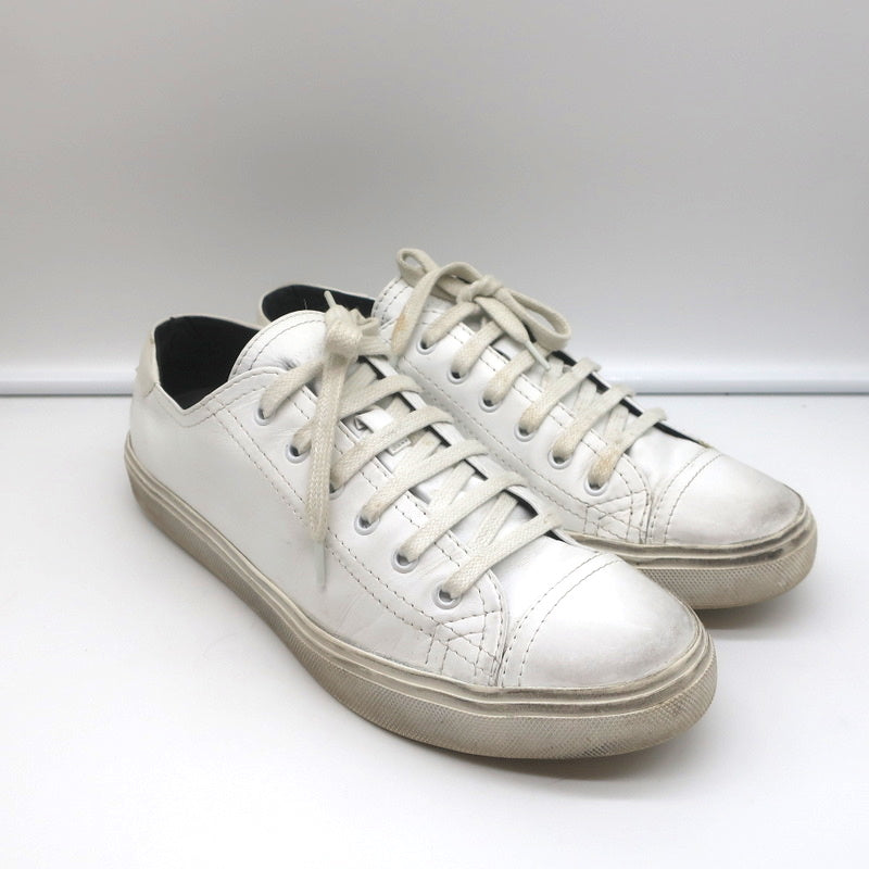 Saint Laurent Cap Toe Low Top Sneakers White Leather Size 40.5 product image 1, provided for visual reference and product