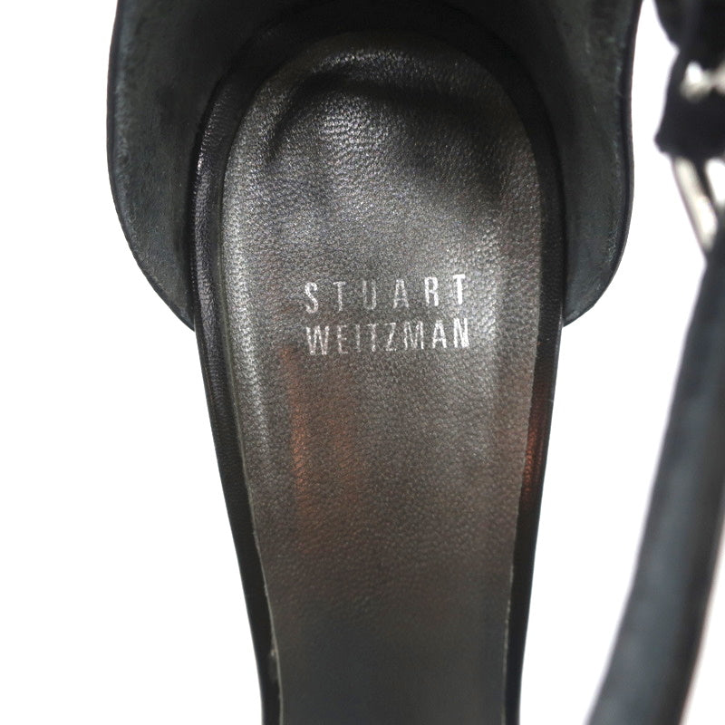 Stuart Weitzman Nunaked Ankle Strap Sandals Black Leather Size 10.5 product image 9, provided for visual reference and