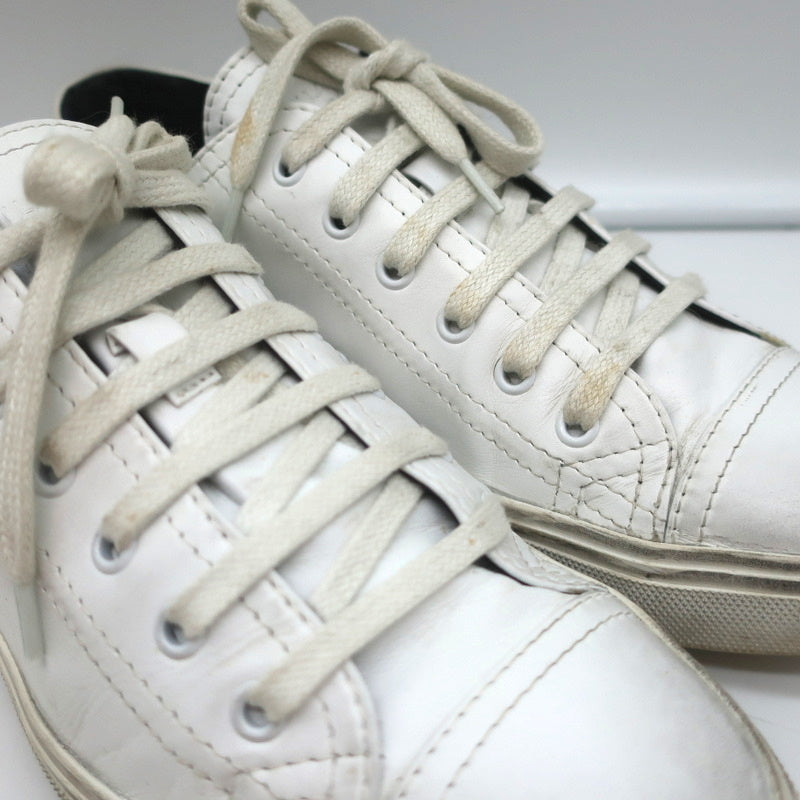 Saint Laurent Cap Toe Low Top Sneakers White Leather Size 40.5 product image 2, provided for visual reference and product