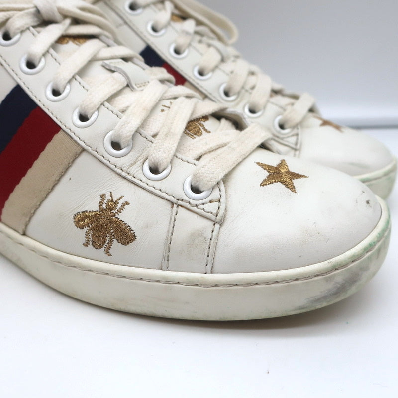 Gucci Ace Bees & Stars Embroidered Sneakers White Leather Size 35.5 product image 3, provided for visual reference and