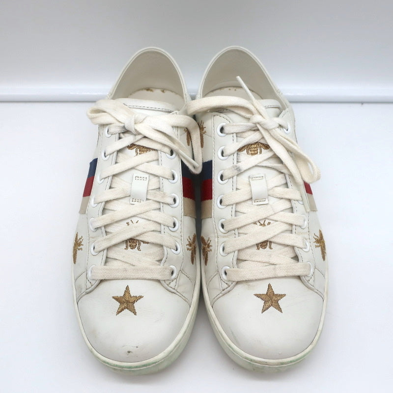 Gucci Ace Bees & Stars Embroidered Sneakers White Leather Size 35.5 product image 5, provided for visual reference and