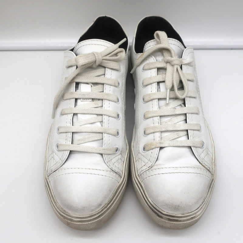 Saint Laurent Cap Toe Low Top Sneakers White Leather Size 40.5 product image 4, provided for visual reference and product