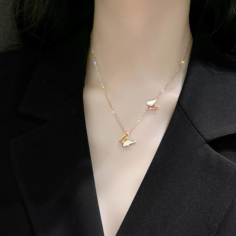 Double ring new Women titanium steel collarbone chain product image 8, provided for visual reference and product detail