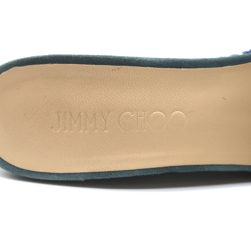 Jimmy Choo Perfume Crisscross Platform Wedge Sandals Blue Woven Raffia Size 37 product image 9, provided for visual