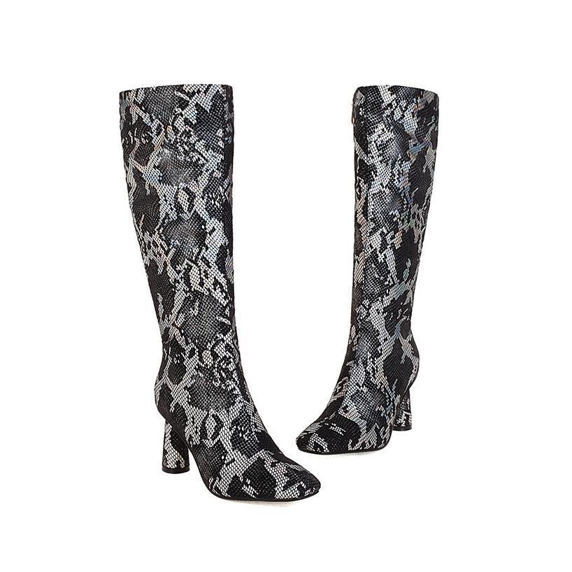 New Fashion leopard print sexy thick heels Long boots product image 1, provided for visual reference and product detail