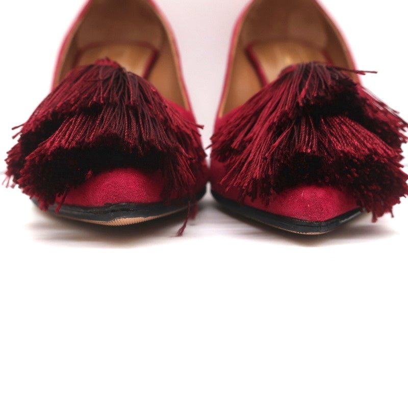 Aquazzura Love Tassel Pumps Red Suede Size 36.5 Pointed Toe Heels product image 5, provided for visual reference and product