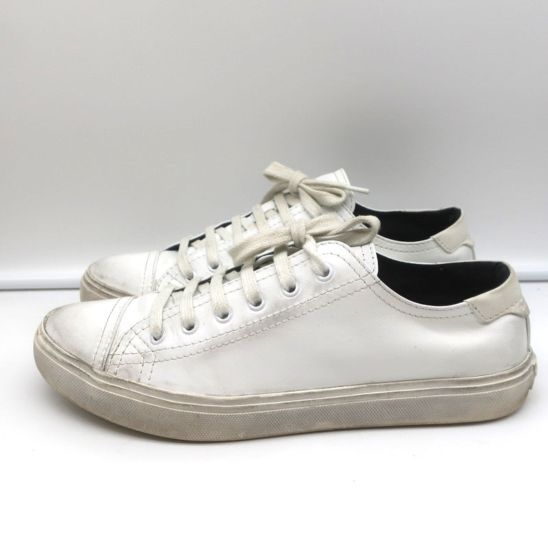 Saint Laurent Cap Toe Low Top Sneakers White Leather Size 40.5 product image 6, provided for visual reference and product