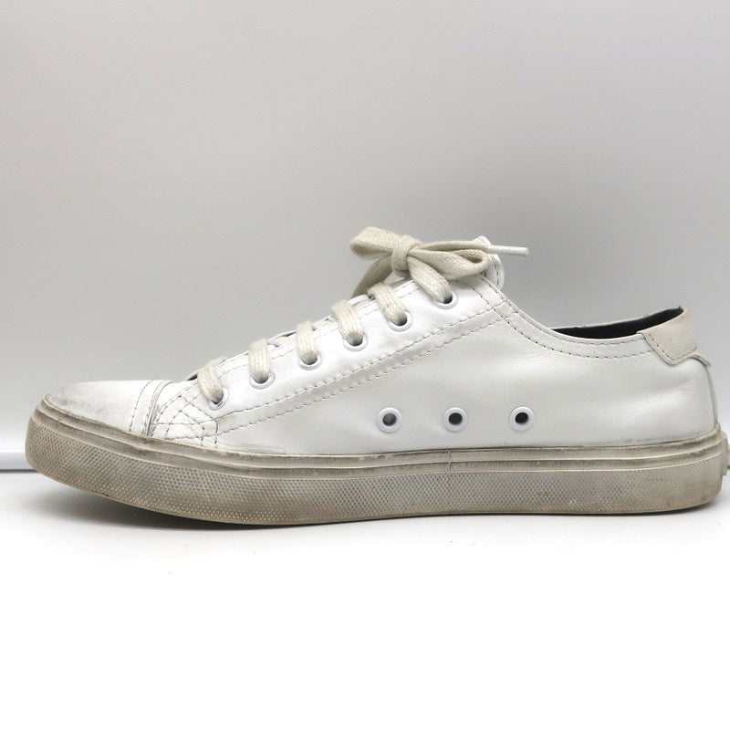 Saint Laurent Cap Toe Low Top Sneakers White Leather Size 40.5 product image 7, provided for visual reference and product