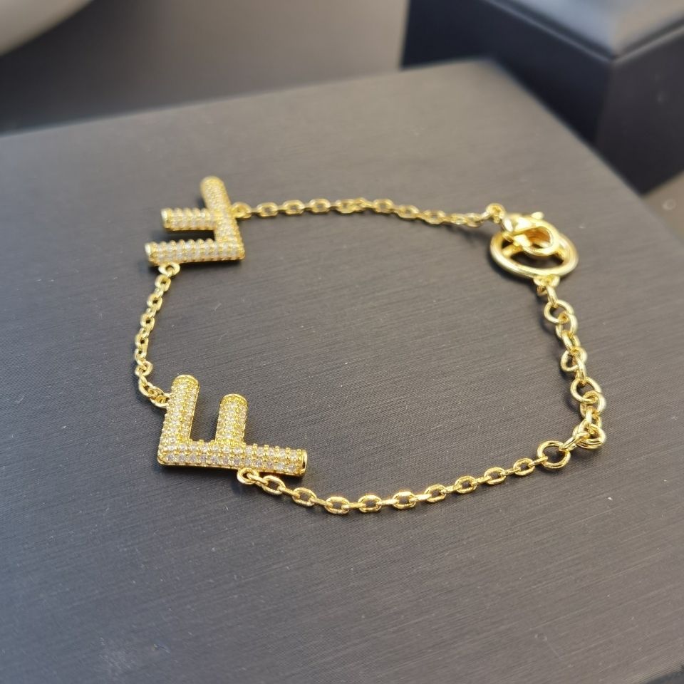 Full Diamond Letter F Asymmetric Earnail Bracelet Necklace product image 4, provided for visual reference and product detail