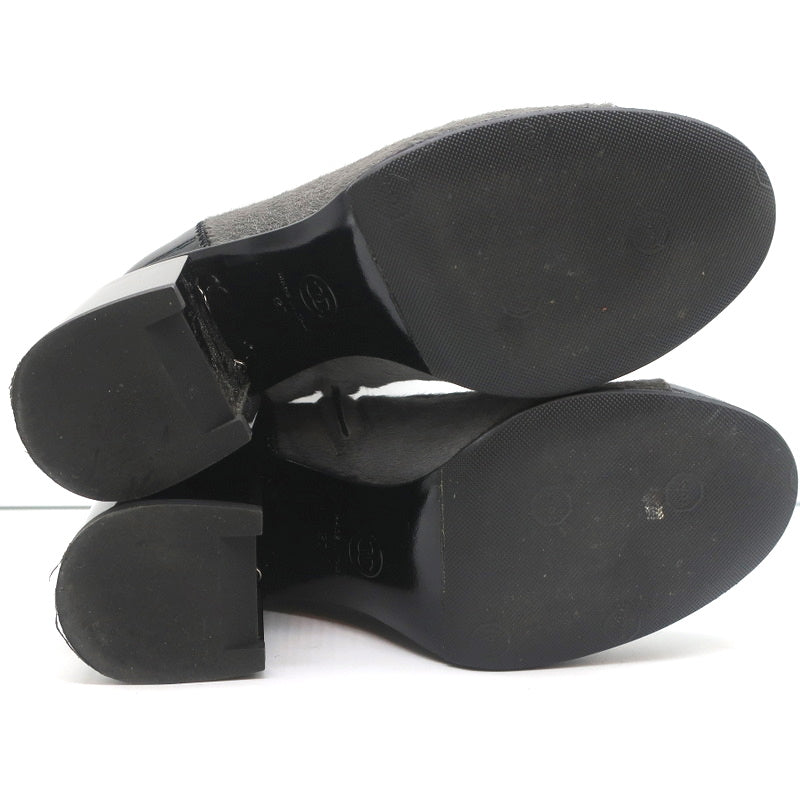16B Chain-Trim Cap Toe Ankle Boots Gray Calf Hair & Black Patent Size 37 product image 11, provided for visual reference and