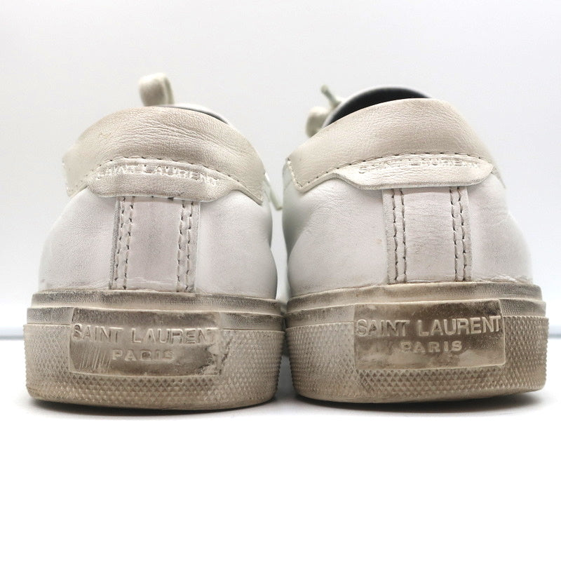Saint Laurent Cap Toe Low Top Sneakers White Leather Size 40.5 product image 8, provided for visual reference and product