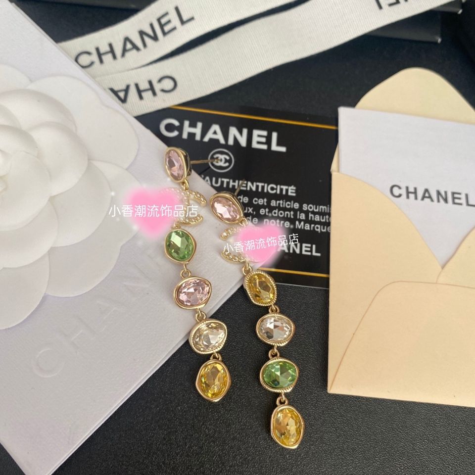 Fragrant long colored zircon tassel earrings product image 3, provided for visual reference and product detail review