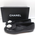 13B Camellia Cap Toe Flats Black Leather Size 37 product image 1, provided for visual reference and product detail review