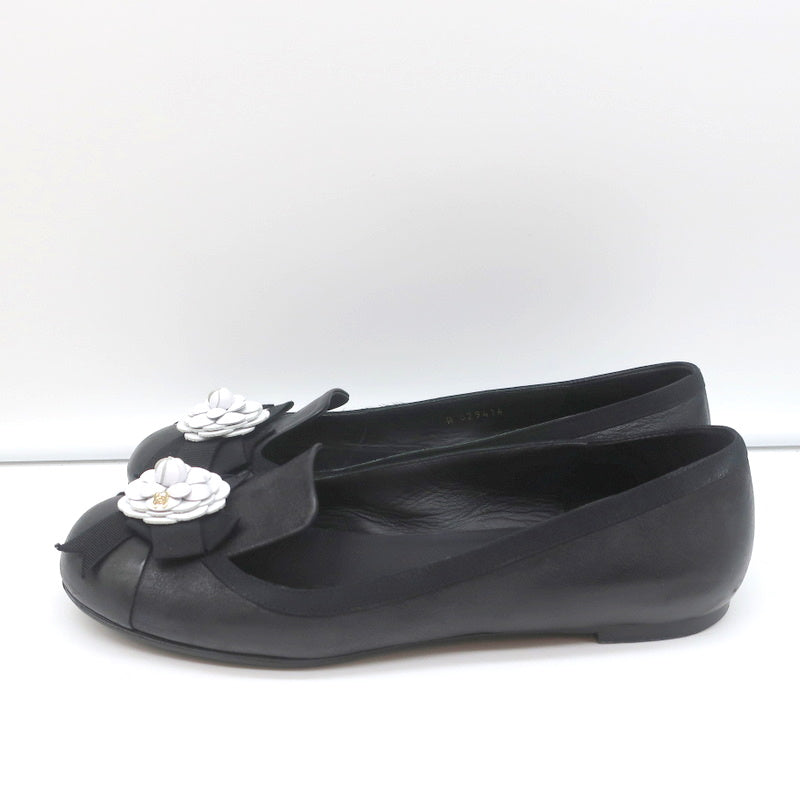 13B Camellia Cap Toe Flats Black Leather Size 37 product image 7, provided for visual reference and product detail review
