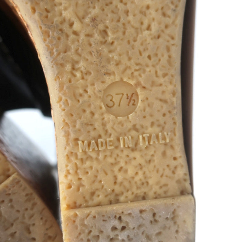 Chain-Trim Slingback Cork Platform Wedge Sandals Black Leather Size 37.5 product image 11, provided for visual reference and