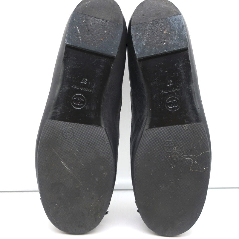 13B Camellia Cap Toe Flats Black Leather Size 37 product image 12, provided for visual reference and product detail review