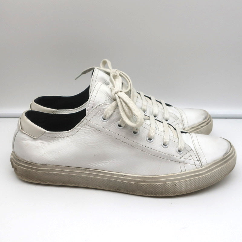 Saint Laurent Cap Toe Low Top Sneakers White Leather Size 40.5 product image 2, provided for visual reference and product