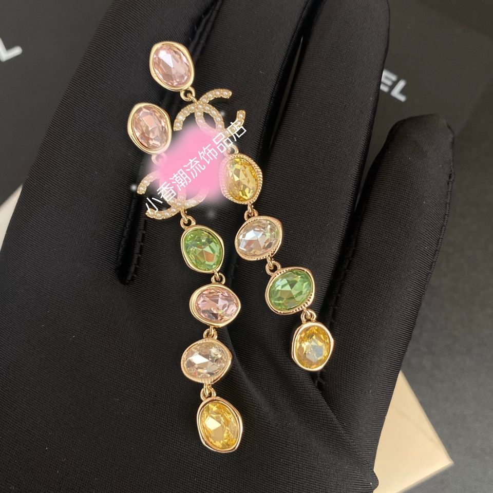 Fragrant long colored zircon tassel earrings product image 1, provided for visual reference and product detail review