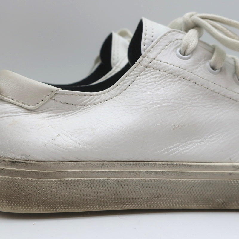 Saint Laurent Cap Toe Low Top Sneakers White Leather Size 40.5 product image 3, provided for visual reference and product