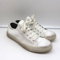 Saint Laurent Cap Toe Low Top Sneakers White Leather Size 40.5 product image 1, provided for visual reference and product