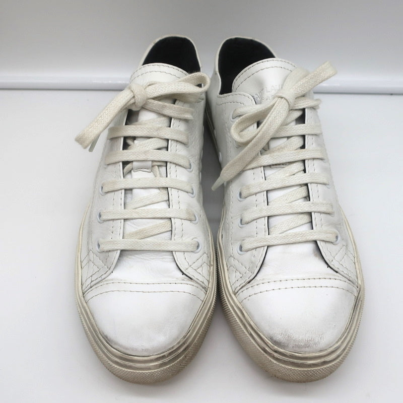 Saint Laurent Cap Toe Low Top Sneakers White Leather Size 40.5 product image 4, provided for visual reference and product