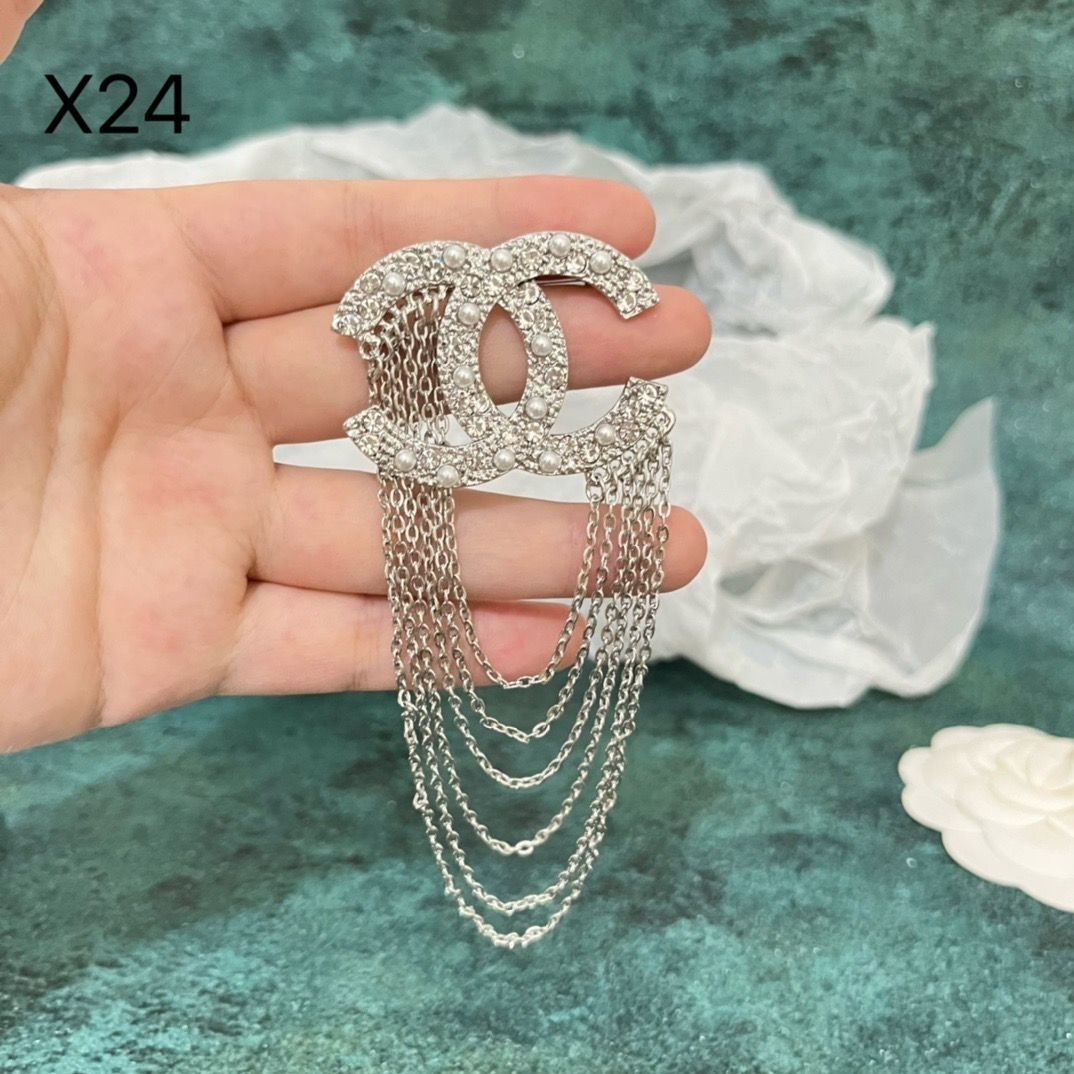 Studded letter tassel brooch product image 7, provided for visual reference and product detail review