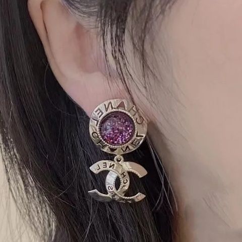 Crystal button round earrings product image 4, provided for visual reference and product detail review