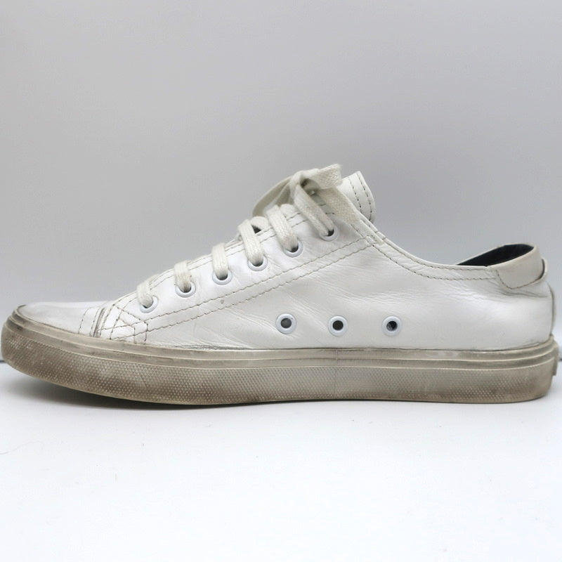 Saint Laurent Cap Toe Low Top Sneakers White Leather Size 40.5 product image 8, provided for visual reference and product