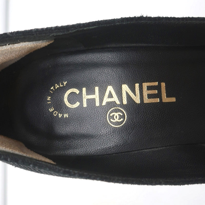 CC Cap Toe Platform Pumps Black Canvas & Gold Metallic Leather Size 36.5 product image 9, provided for visual reference and