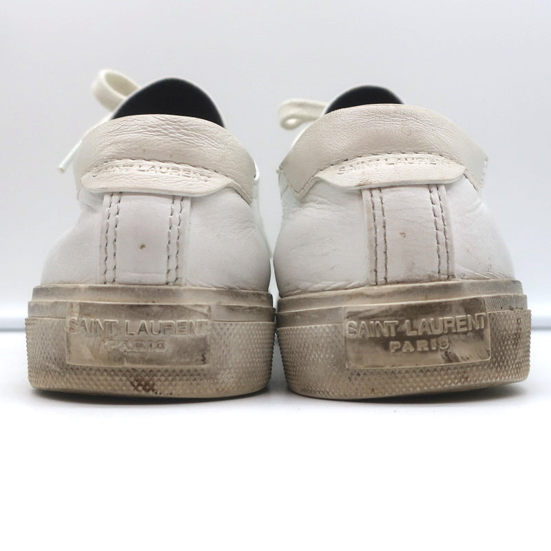 Saint Laurent Cap Toe Low Top Sneakers White Leather Size 40.5 product image 9, provided for visual reference and product