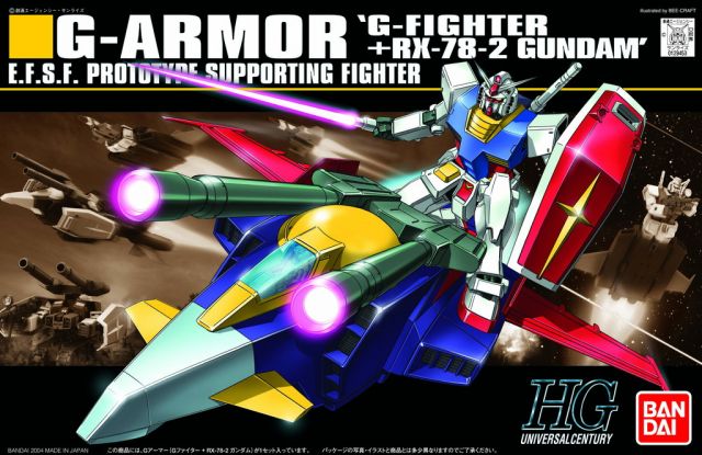 Gundam 1/144 HGUC #050 Gundam 0079 G-Armor (G-Fighter + RX-78-2 Gundam) Model Kit product image 6, provided for visual